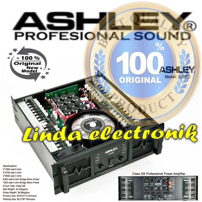 power ashley g2000 class gb 1800 watt x2 original