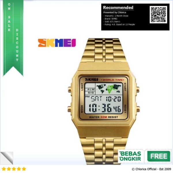 Dijual SKMEI Jam Tangan Fashion Digital Pria - 1338 - Gold SKMEI Limited