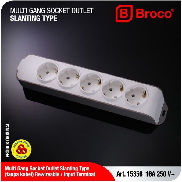 Broco Stop Kontak 5 Lubang Miring 15356 NCP Socket Terminal 5 Lbg