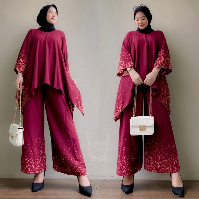 (BAYAR DIRUMAH) SETELAN WANITA WAKA-WAKA BINSA JUMBO / SATU SET BAJU DAN CELANA/ BAJU SETELAN WANITA DEWASA/ MOTIF TERBARU 2021 SELEBRAM KEKINIAN/ SETELAN JUMBO 135cm