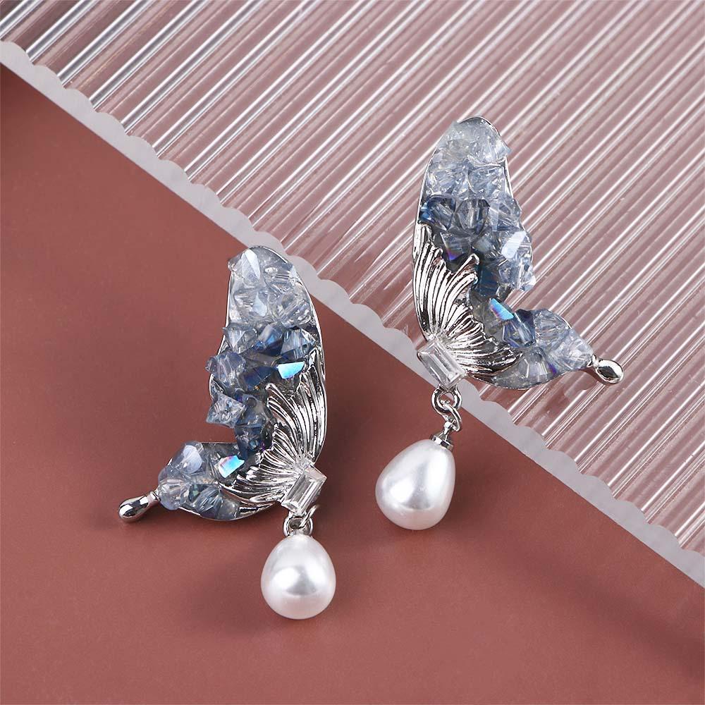 Mxbeauty Anting Tusuk Wanita Manis Modis Tetesan Air Mutiara Kupu-Kupu Untuk Perempuan Temperamen Drop Earrings