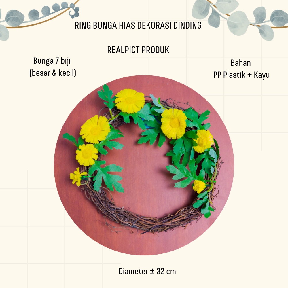 Ring Bunga Hias Plastik Dekorasi Dinding Pajangan Ornamen Rumah Tanaman Hias Artificial Flower Satu7an PBP125