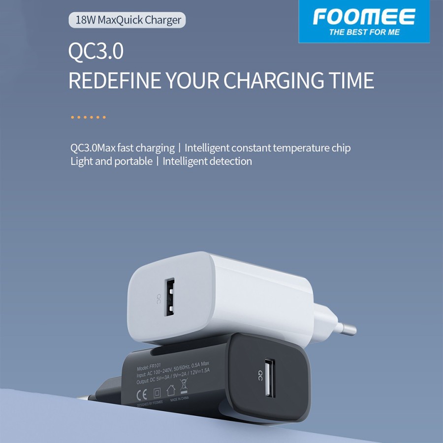 Adaptor Charger Fast Charging 3A Foomee FR101 Charger Quick Charge 3.0