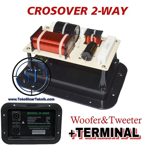 Kit Crossover Pasif 2 Way K-2000 250W ( Woofer dan Tweter) Audio Speaker System + Terminal Panel