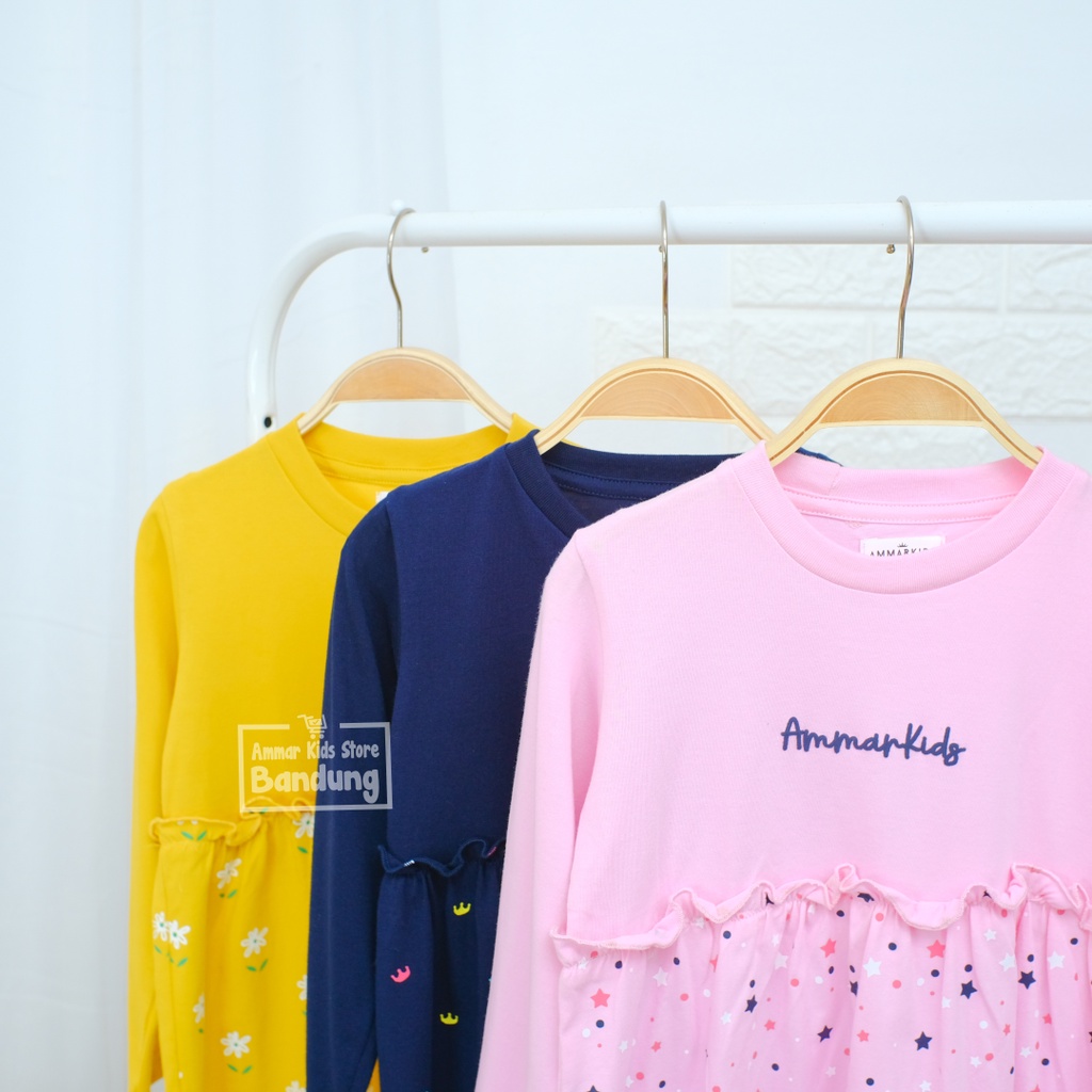 Baju Atasan Anak Perempuan Tangan Panjang Tunik Kaos DAILY CHIC TUNIC Motive Collection Brand Ammar Kids Baju Outfit Harian Simpel dan Lucu Untuk Usia 3 - 12 Tahun