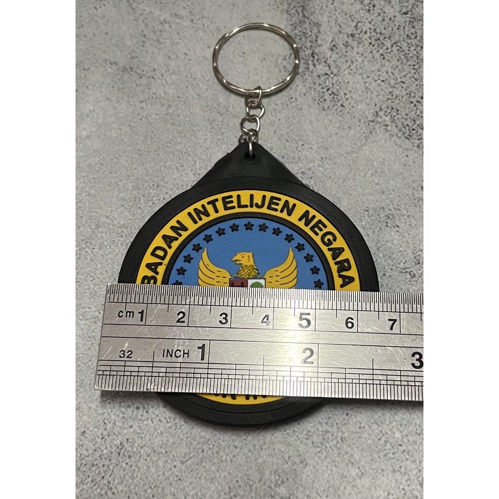 Gantungan Kunci BIN (Biru) | Keychain | Gantungan Kunci Karet Badan Intelijen Negara