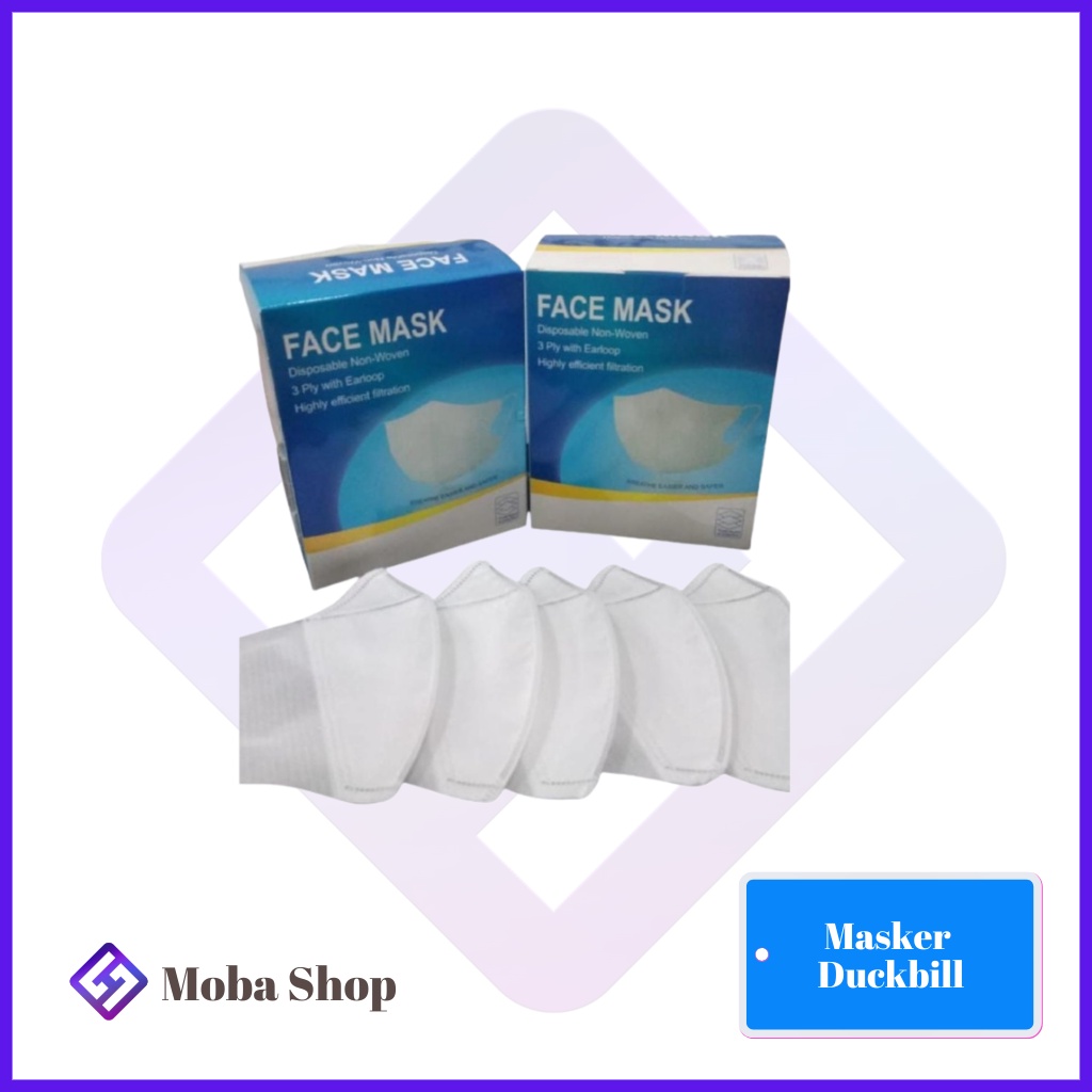 Masker Duckbill 3 Ply Face Mask 1 Box Isi 50 Pcs