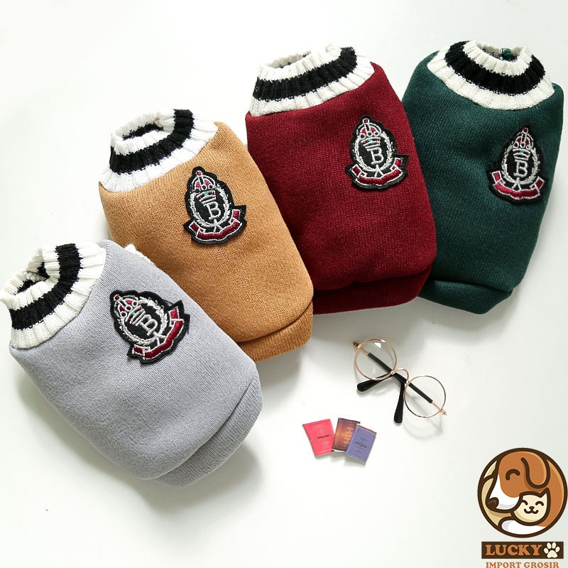 Baju Anjing Kucing Sweater Baju Sekolah Uniform Korea