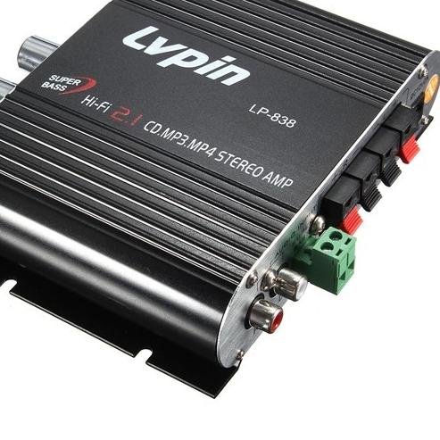 LVPIN Mini HiFi Stereo Amplifier Treble Bass Booster 12V 200W - LP-838