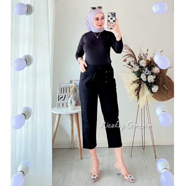 Celana Haruka Pants 7/9 twill combad  , Celana Wanita Size Up to XL &quot;Best Seller&quot; Celana wanita koreans casual kekinian 7/9  Combad Premiyum