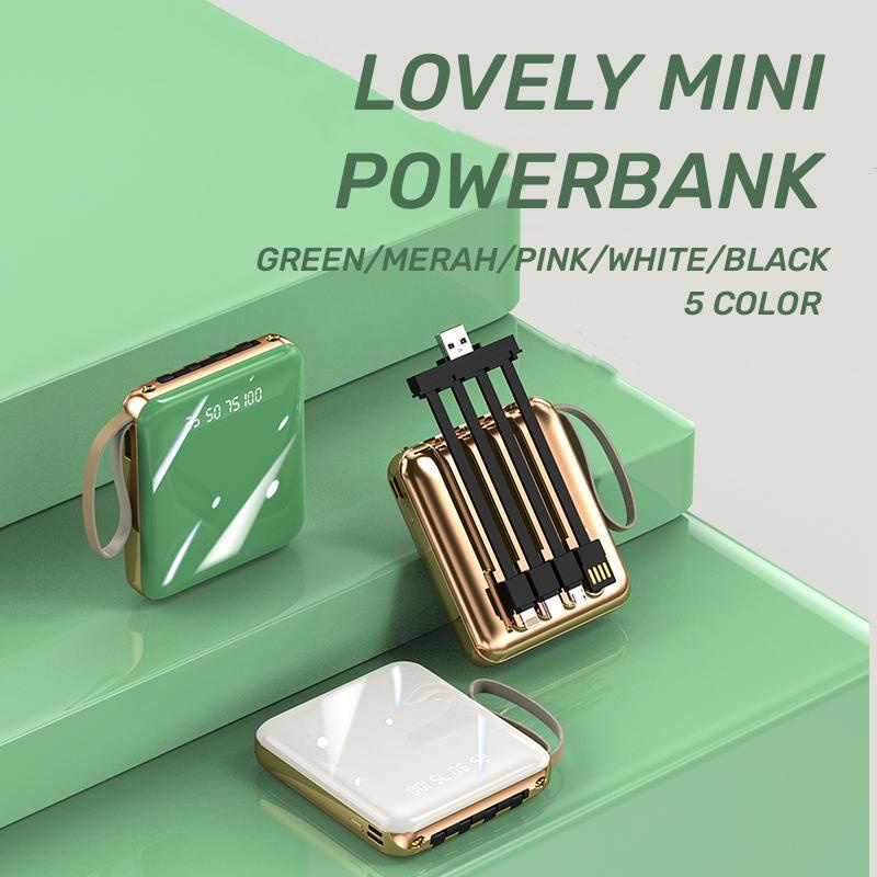NEW Cute Colorful Mini Powerbank 20000mAh Fast Charging Power Bank Full Capacity Portable Inside Kab