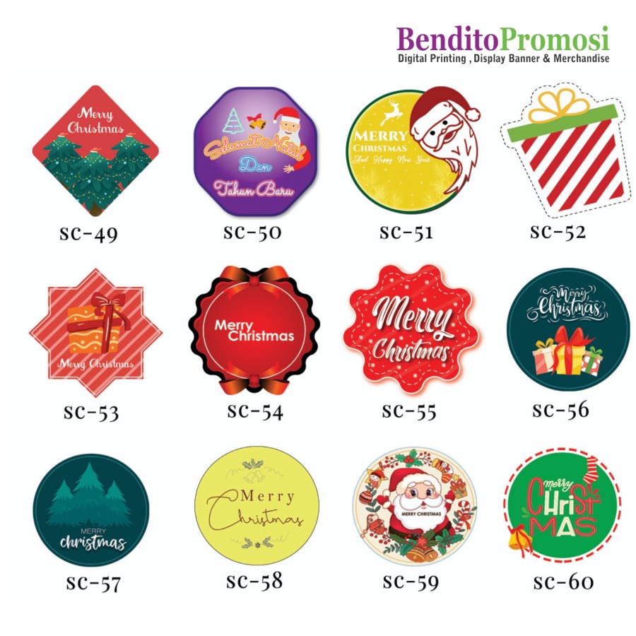 

Stiker Natal, Sticker Label Kemasan Tema Natal, Stiker Segel Makanan, Label Christmas - Bendito Promosi