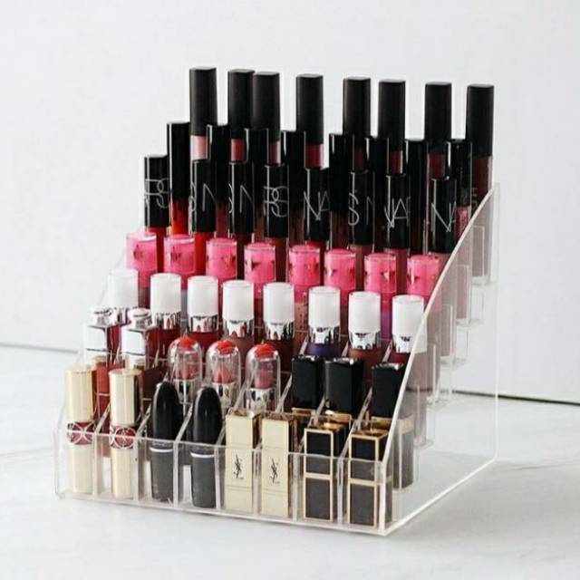 SerbaGrosirMurah Rak Tempat lipstik akrilik Acrylic organizer lipstic holder 24 grid Slots Rak Penyimpanan Lipstick Acrylic 24 Slots