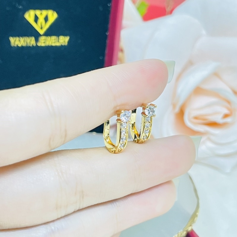 Anting jepit permata gold yaxiya