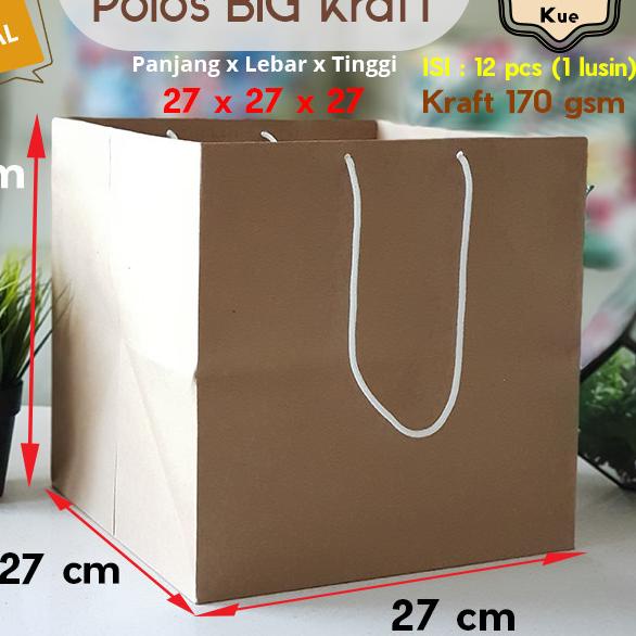 

Paper Bag Kue/Cake/Nasi/Bento Box Polos Kraft Coklat 27 x 27 x 27