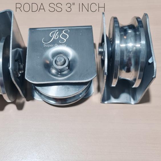 Roda pintu pagar stainless 3" inch