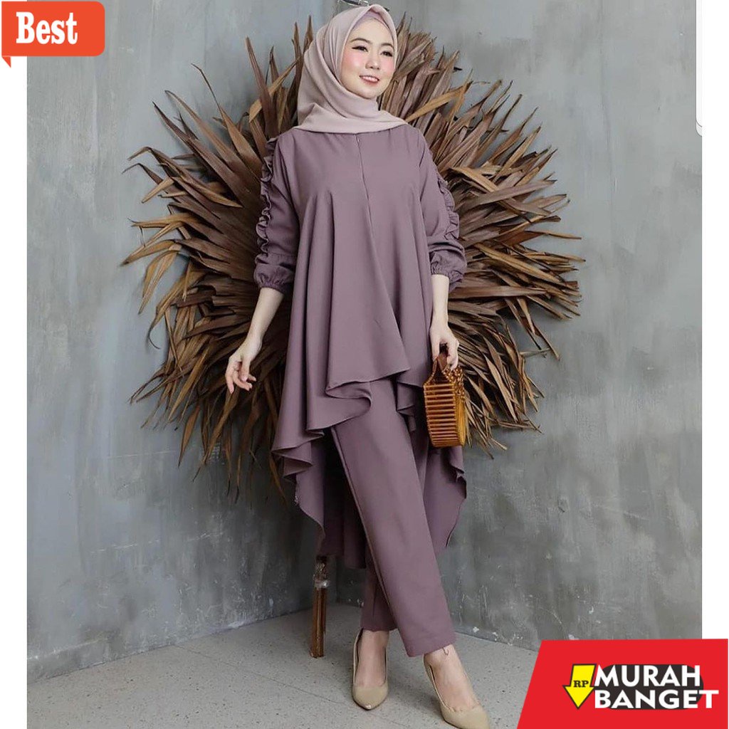 baju setelan wanita kekinian 2022 SADEWI ONE SET 2IN1 /STELAN BAJU DAN CELANA/ BANYAK SIZE( M,L,XL)