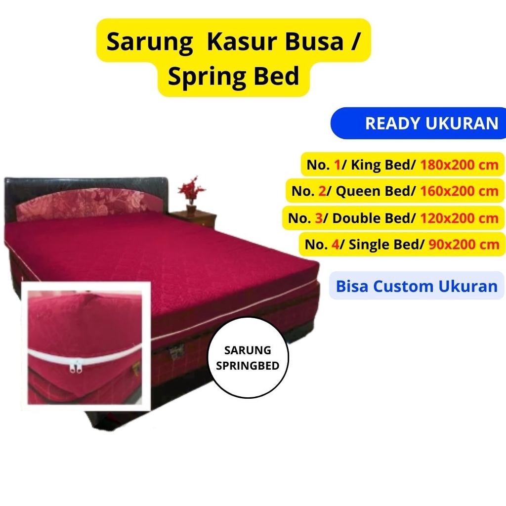 Sarung Kasur Busa Spring Bed Resleting 90x200 120x200 160x200 180x200 Tebal 30 cm