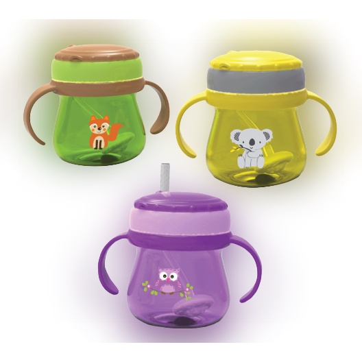 ❤ZJ❤ Gelas / Cangkir Minum BABY SAFE dengan sedotan berpemberat / Cup Weighted Straw 250ml