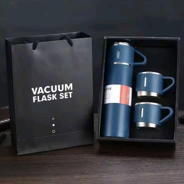 Botol Minum Set Termos Vacum 500ML BONUS 2 GELAS GIFT HAMPERS KADO