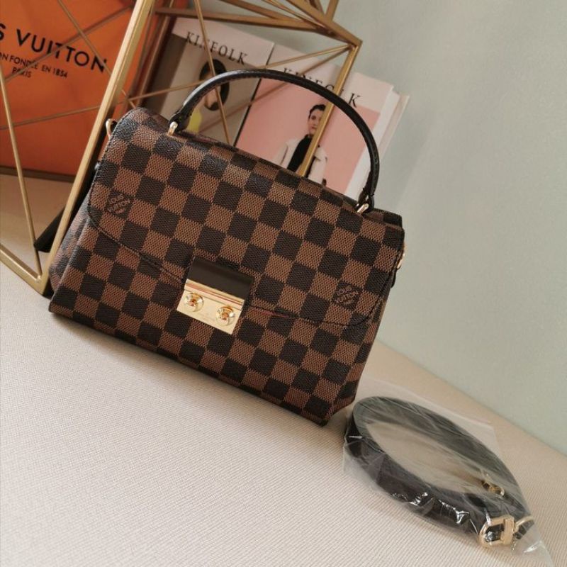 TAS WANITA LV DAMIER EBENE CANVAS CROISETTE HAND CARRY SHOULDER BAG