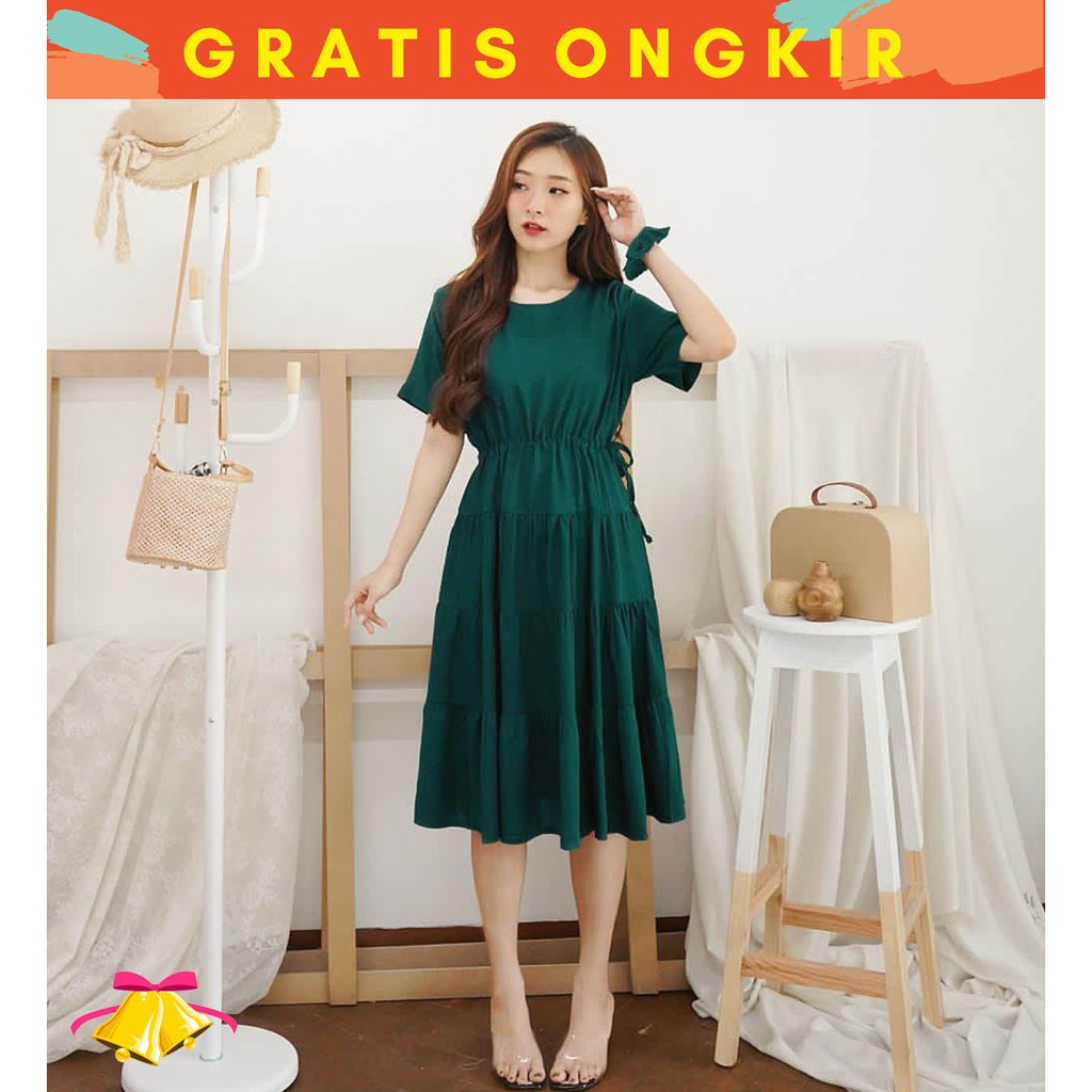 JXPLORE  CASUAL DRESS WANITA SPECIAL CHRISTMAS MILEY RUFFLE  ( EO - D 3470 )