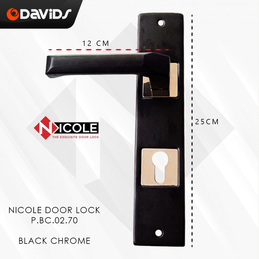 Kunci Pintu Set Handle Rumah Kamar Minimalis Handel Hitam Besar Nicole