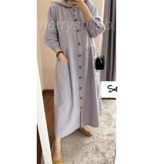 Termurah Midi Dress Katun Linen Rami Premium Pocku Midi Dress Katun Linen Rami