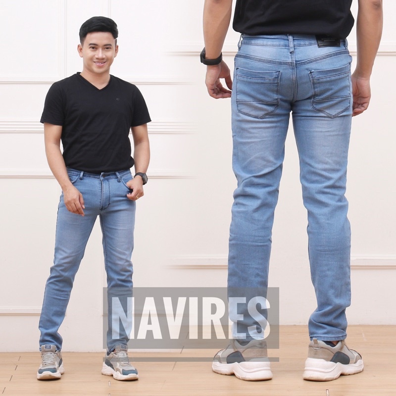 CELANA JEANS PRIA JUMBO PANJANG SLIM FIT SKINY BIG SIZE 33-44 LEVIS HITAM  / BIO WASH / GARMEN / BIO BLITZ