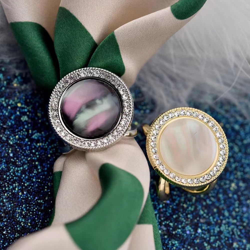 Gesper Syal Multifungsi Bentuk Bulat Hias Opal Gaya Korea