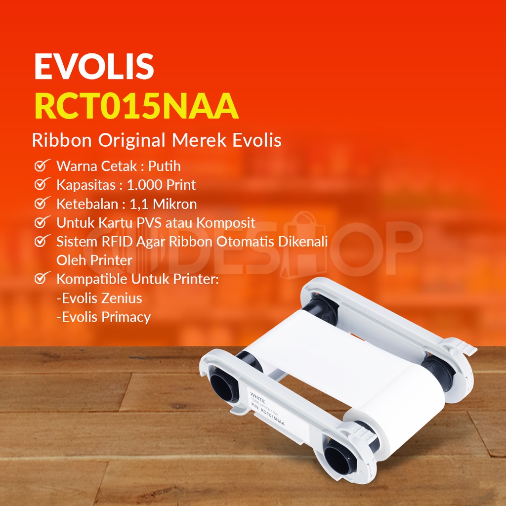 RIBBON EVOLIS ZENIUS PRIMACY WHITE 1000 SISI - PN RCT015NAA