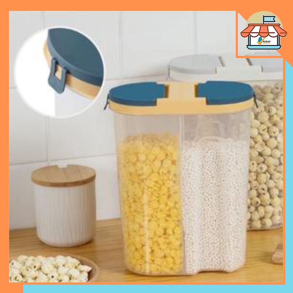 RSB TP262 Food Storage Jar Tempat Penyimpana Cereal Kontainer Makanan Kitchen Storage Bottle Toples 2 Sekat Storage