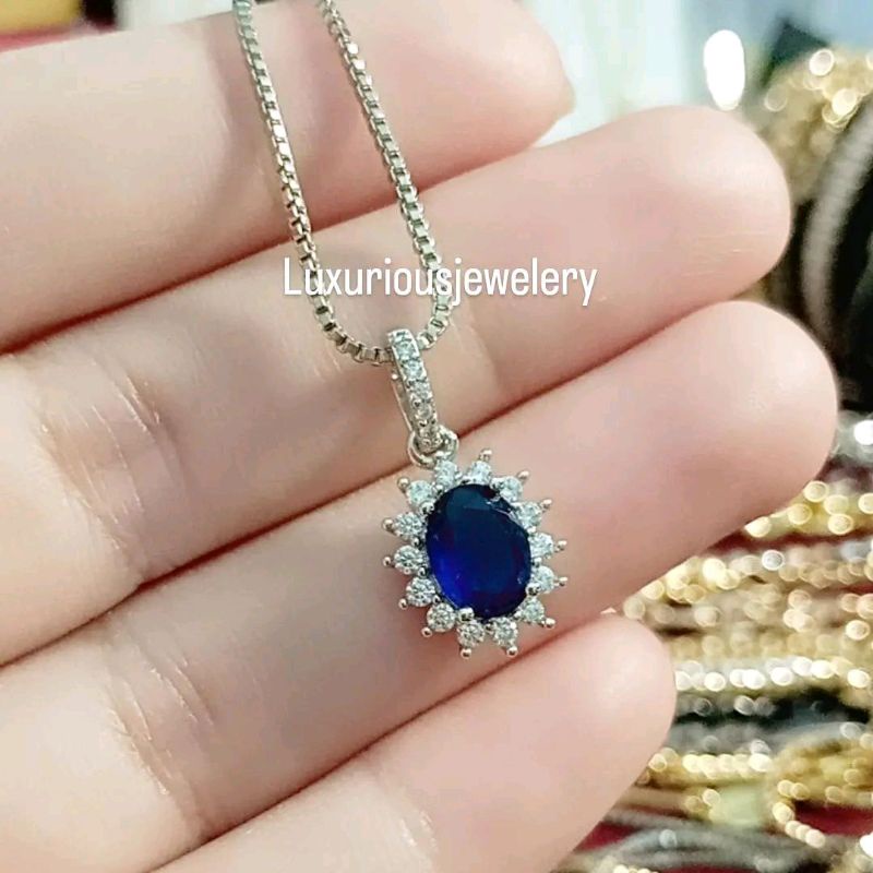 Kalung Blue Sapphire Replika Berlian Eropa