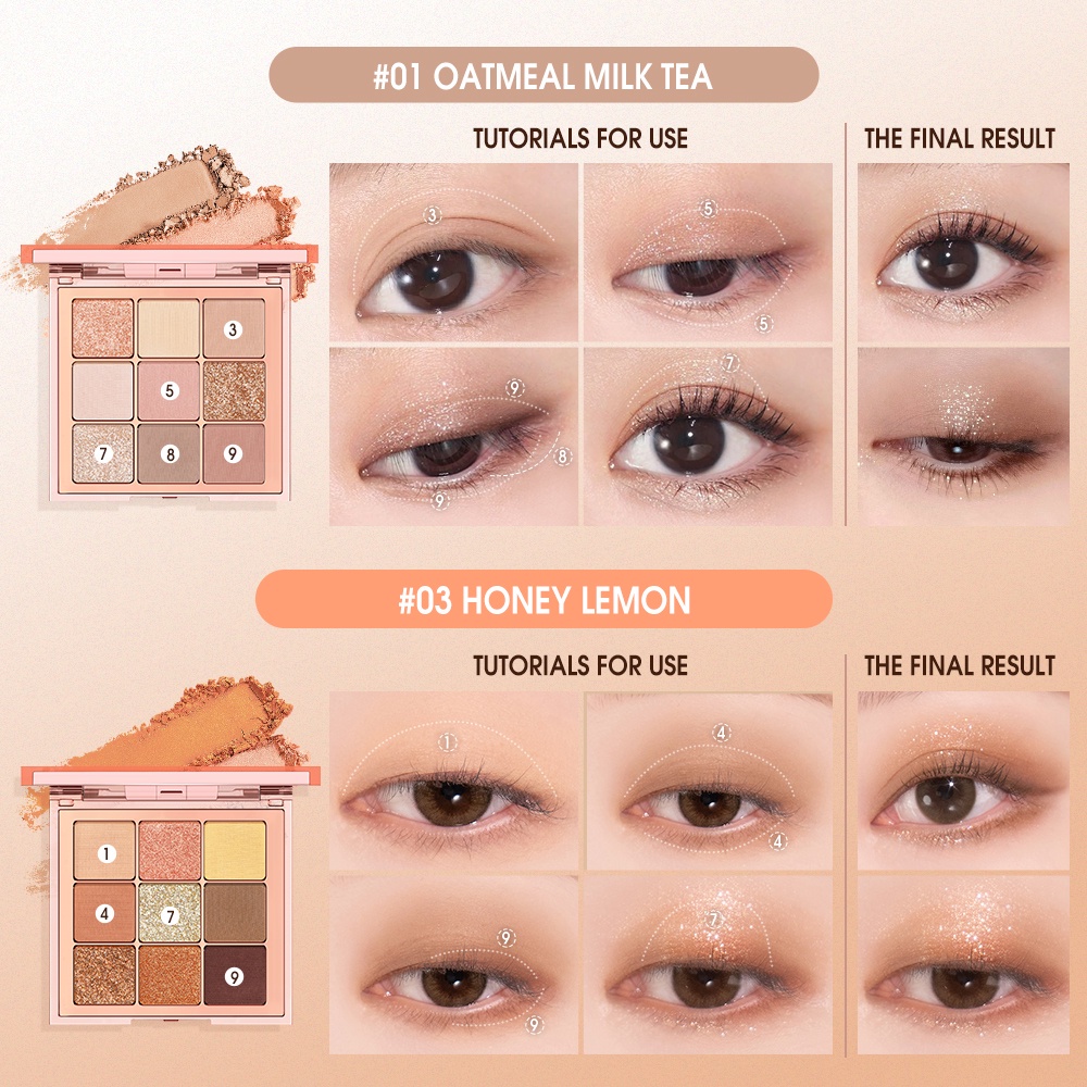 O.TWO.O 9 Colors Eyeshadow Palette High Pigment Shine Matte Long Lasting Waterproof Eye Makeup