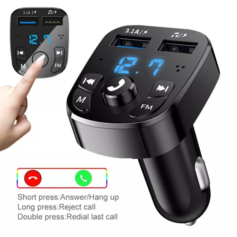 Charger mobil modulator bluetooth wireless musik Digital Voltmeter 2 Port USB Transmitter Chasan Car Audio FM