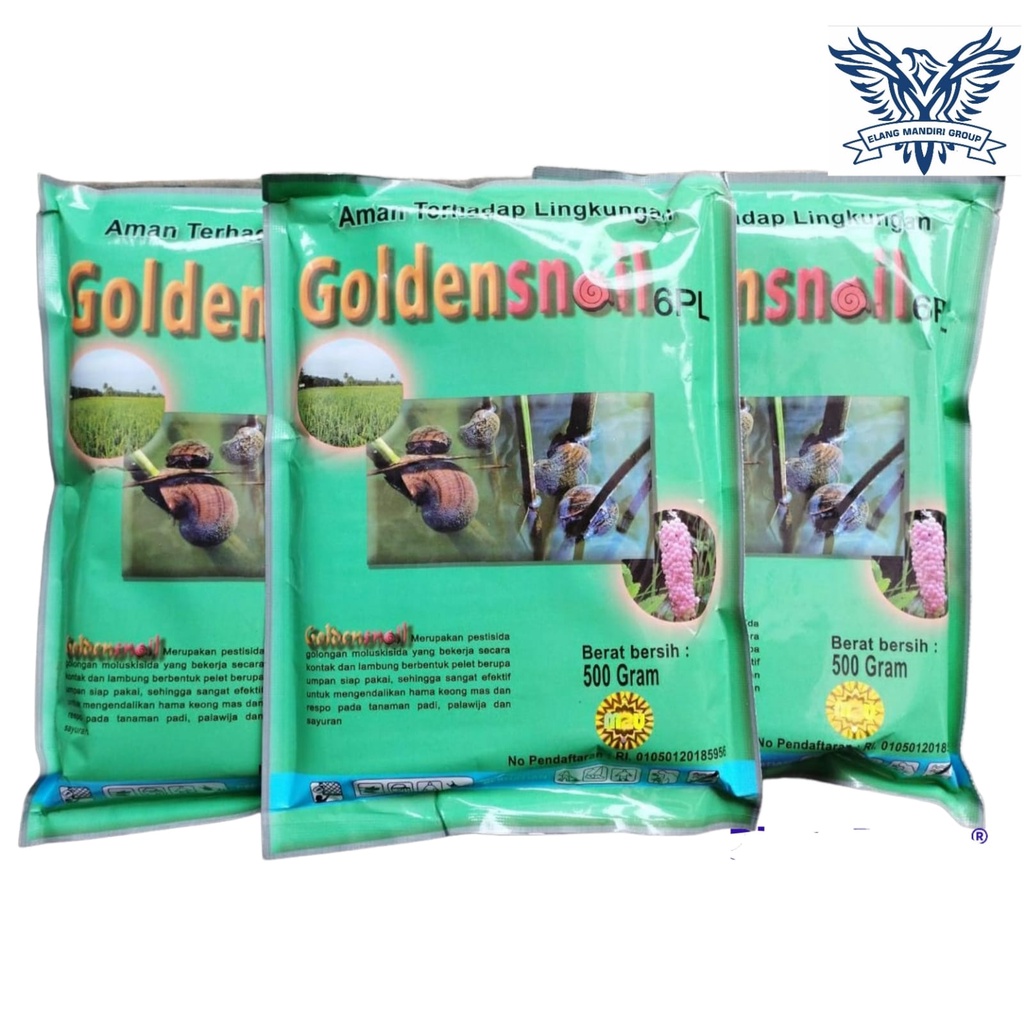 Moluskisida Goldensnail 6PL 500 gram Bahan aktif : Metaldehyde 6% Pembasmi Hama Siput/Keong