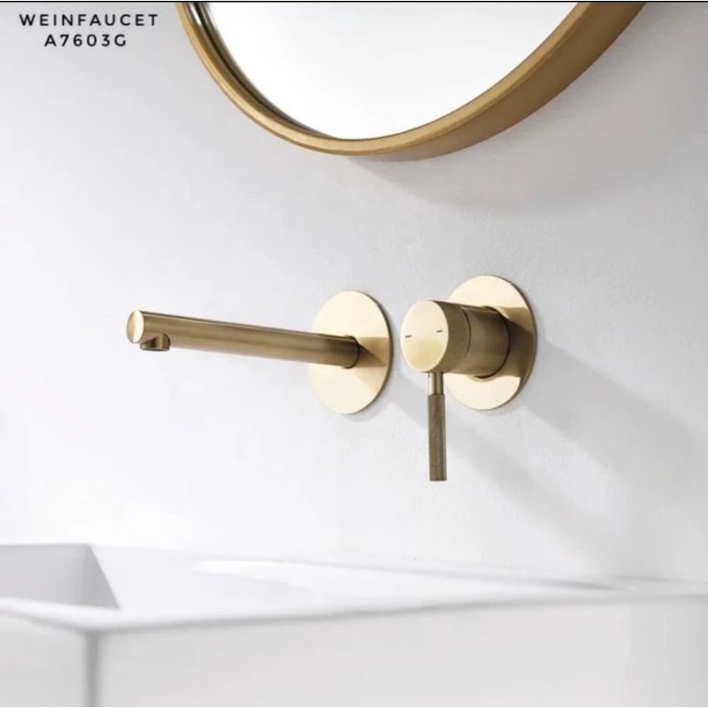 KRAN WASTAFEL TEMBOK MIXER BRUSH GOLD/KRAN WASTAFEL BRUSH GOLD TEMBOK P/D