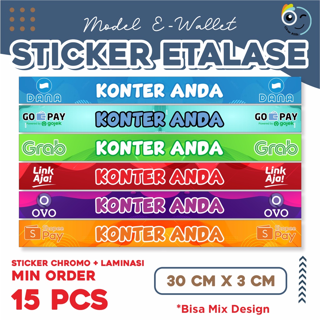 Sticker Etalase Konter / Stiker counter / Sticker konter Murah / Model E - Wallet /-Oneklik. 1