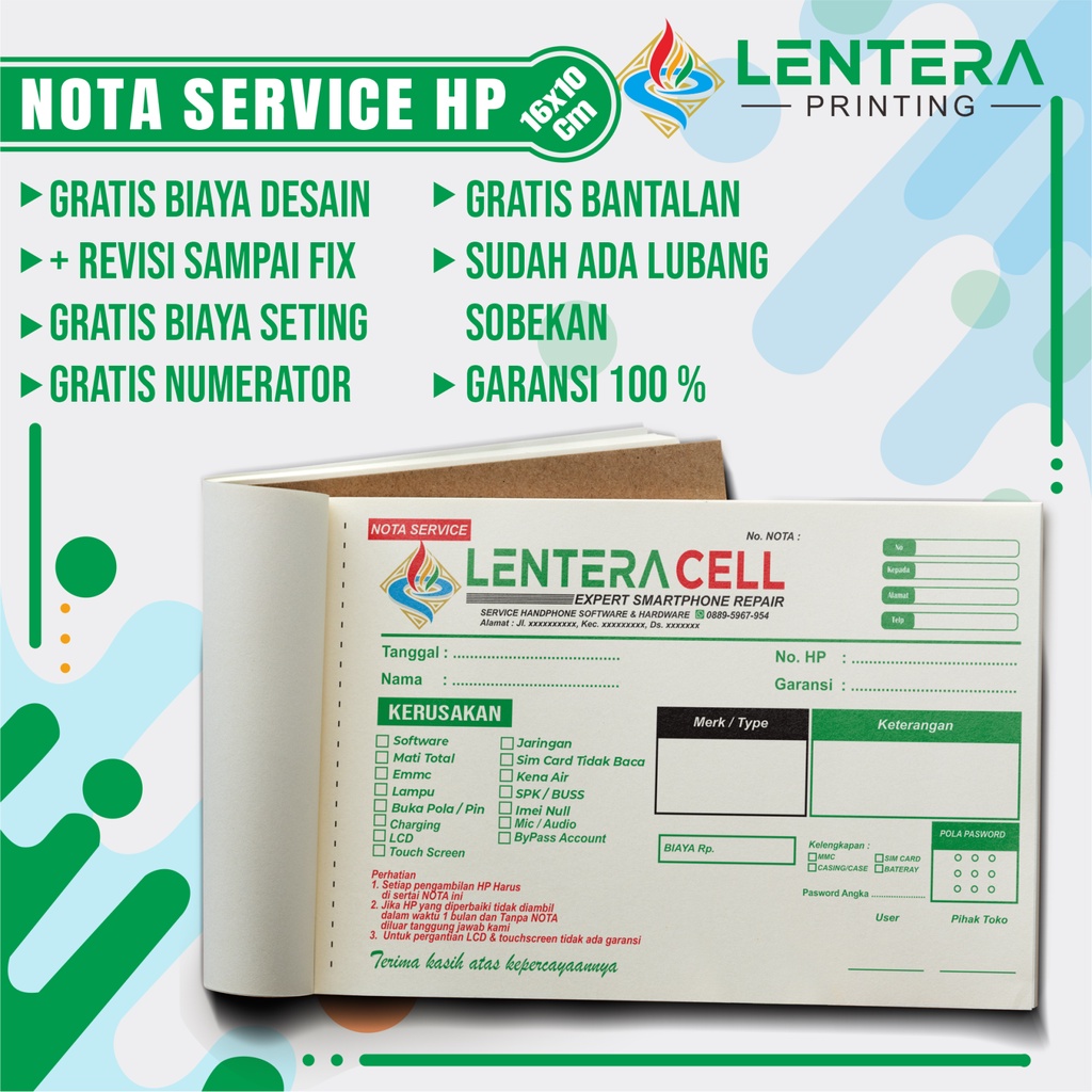 NOTA SERVICE HP - NOTA SERVICE KOMPUTER 10,5 X 16 CM