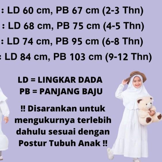baju gamis anak perempuan putih polos - S