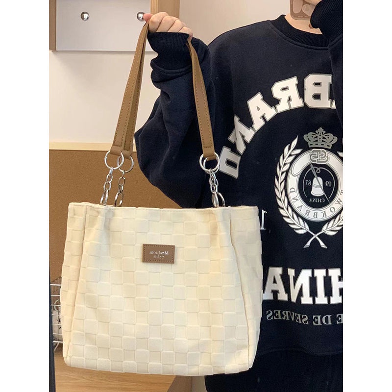 Sera high-end class commuter bag female 2022 new college student single-shoulder portable canvas bag large-capacity tote bag