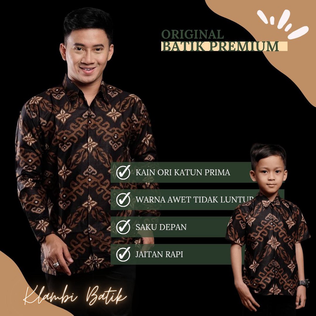 Kemeja Batik Pria Lengan Panjang Motif Zigzag // Couple Batik Ayah Anak Laki-laki