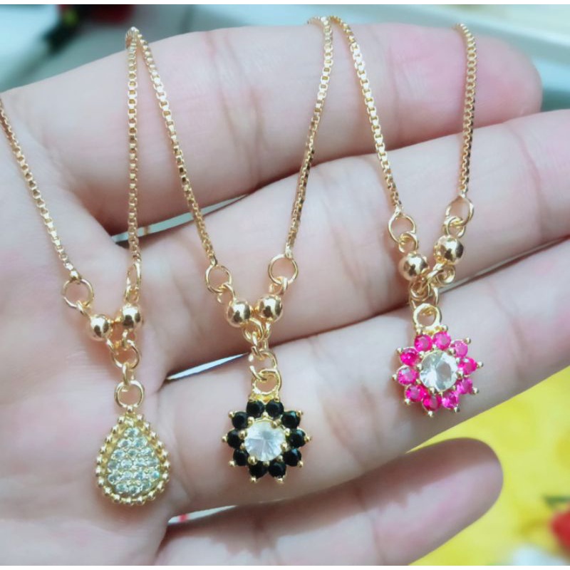 Kalung anak xuping wanita berlapis emas dengan mata zicron uk35cm