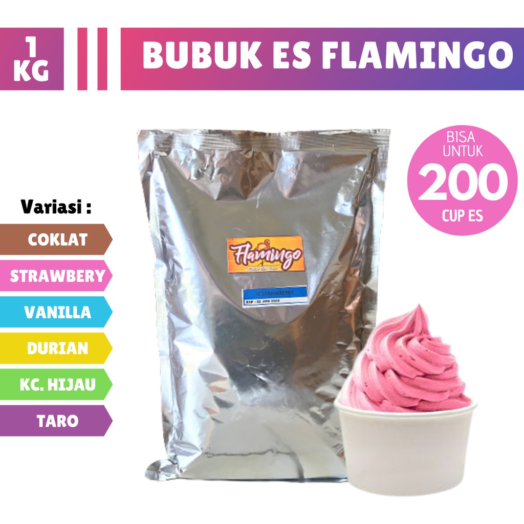 

BUBUK ES KRIM/BUBUK ICE CREAM / BUBUK ES FLAMINGO 1000 GR / INSTANT POWDER / BAHAN ES KRIM/BISA COD