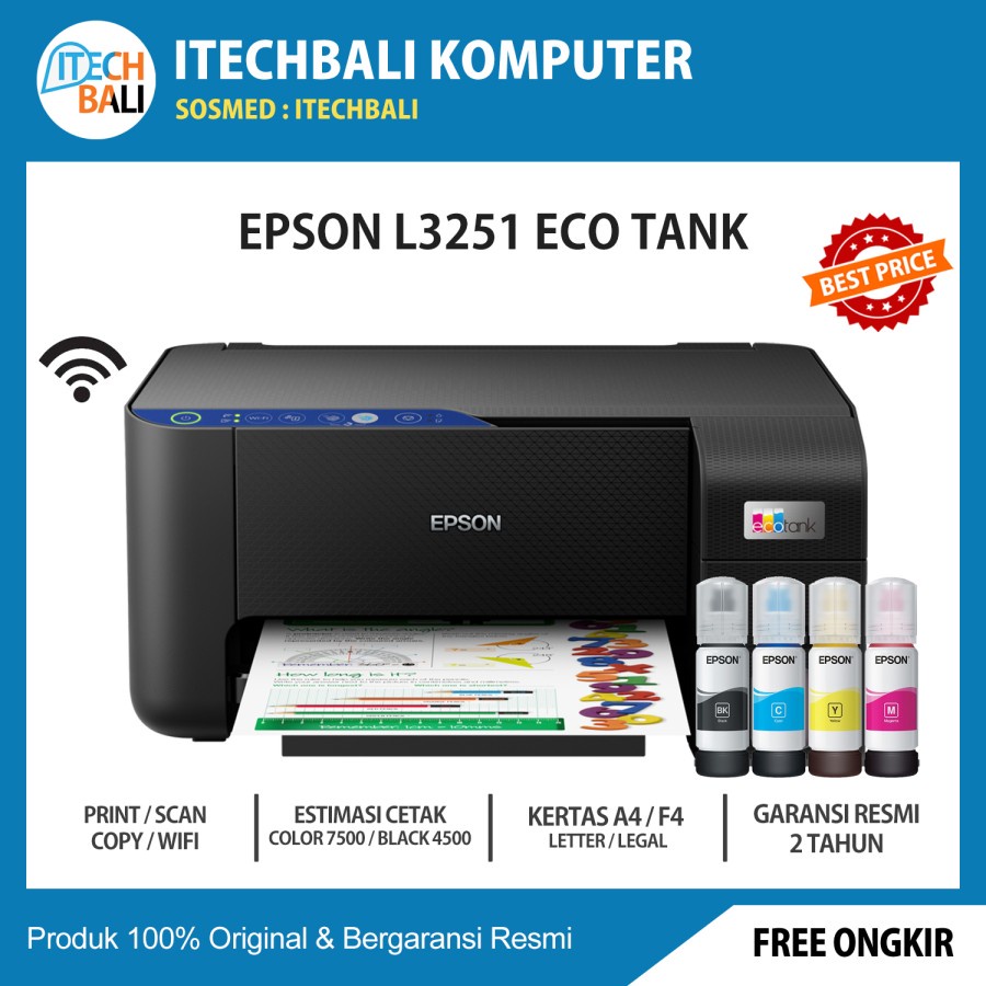 Printer Epson L3251 Print Scan Copy + Wifi Ink Tank Printer