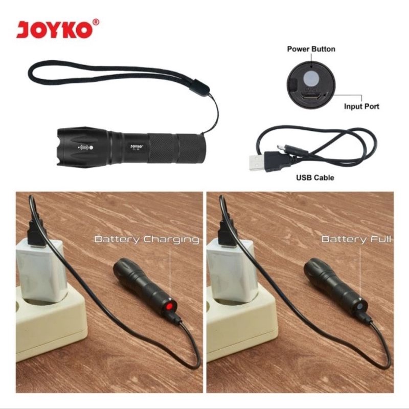 Joyko FL-88 LED Flashlight Rechargeable / flash light Senter LED FL88