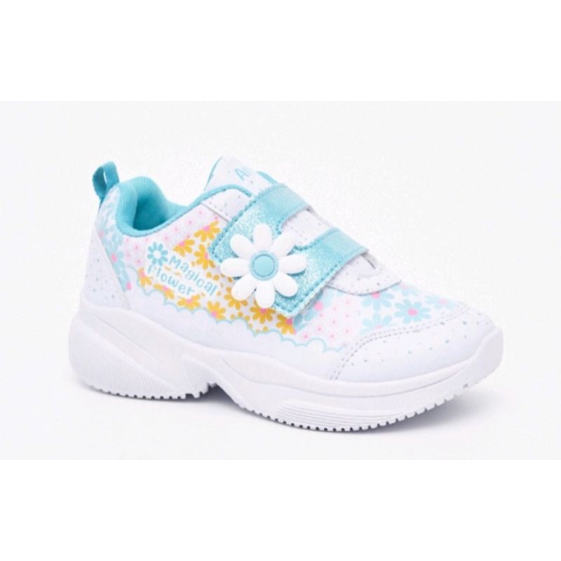 SEPATU SNEAKERS MAGICAL FLOWER VELCRO ANAK  KUDA PONY/ SEPATU ANAK TK SD / SEPATU PUTIH ANAK