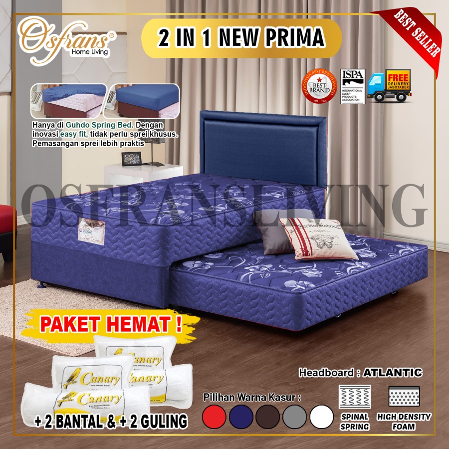 Guhdo Springbed New Prima 2 In 1 120x200 Fullset ATLANTIC PROSPINE Spring Bed Sorong Kasur 90x200