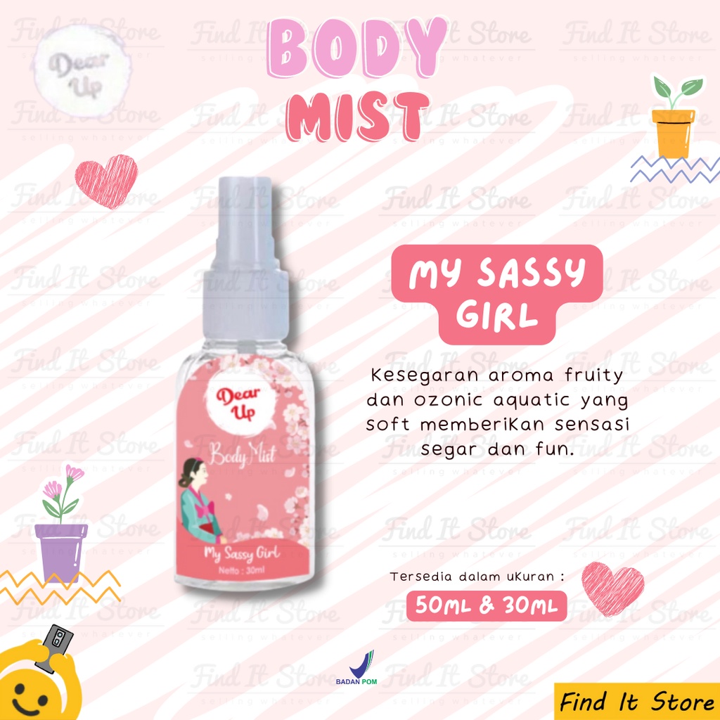 Dear Up Body Mist 30ml 50ml Parfume Body Fragrance Spray | Pewangi Badan BPOM