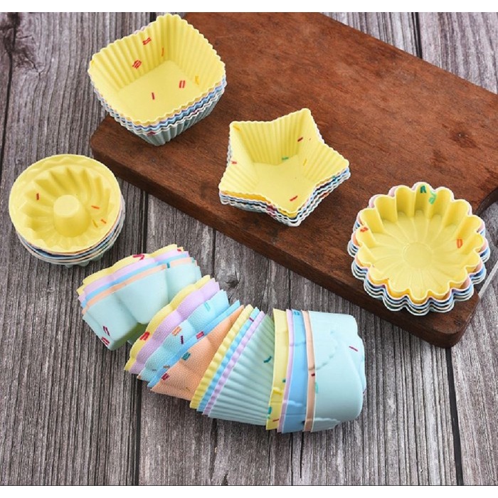 Cupcake Silicone Warna Pastel Cup Cake Silicone Muffin Cetakan Bekal Sekolah Anak